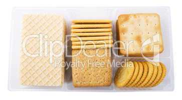 big pack of different crackers and cookies