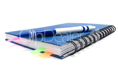 notebook with bookmarks isolated on white