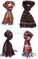 set of different multicolored scarves
