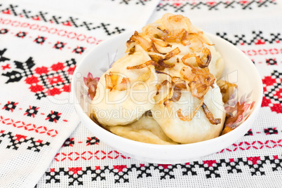 Ukrainian cuisine - vareniki with fried onion