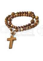 Beads isolated over white with focus on christ