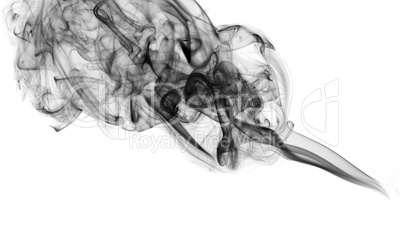 Black abstract fume curve over white