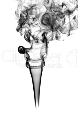 Black abstract smoke curves over white background