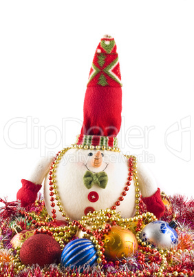 Christmas - white snowman and decoration balls