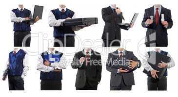 Collage of business-related people