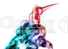 Colored bright fume abstract over the white