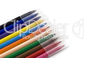 Colorful felt-tip markers or pens isolated over white