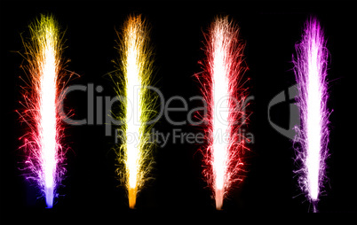 Colorful Fireworks collage over black