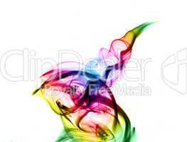 Colorful smoke abstract curves over white