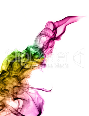 Colorful Smoke abstract waves over the white