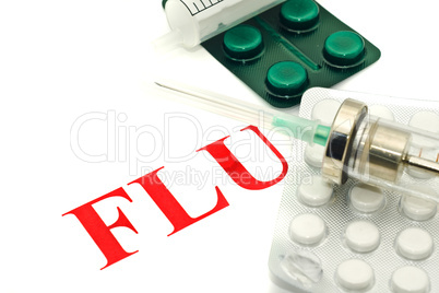 H1N1 warning - pills and syringe