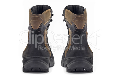 Rear view pair of Warm leather boots
