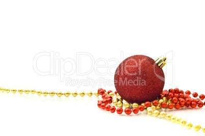 Red Decoration ball and golden beads