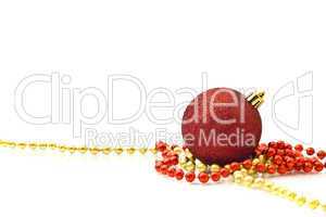 Red Decoration ball and golden beads