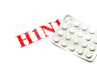 Swine FLU H1N1 - Closeup of white pills