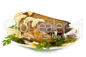 Tasty bloated sheatfish with lemon and parsley