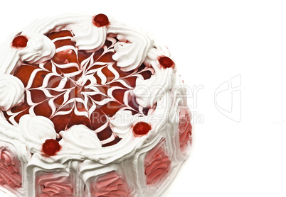 Tasty dessert - iced cake with cherries