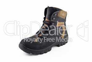 Warm leather boot for wearing in winter or traveling isolated