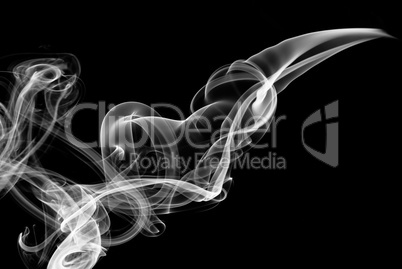 White smoke abstract shape over black