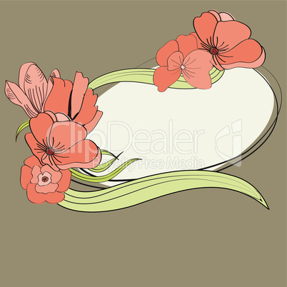 Greeting card with red flowers