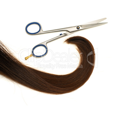 Scissors and lock of hair