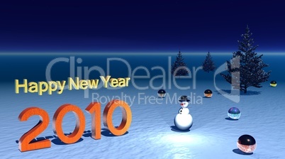 Happy New Year with snowman