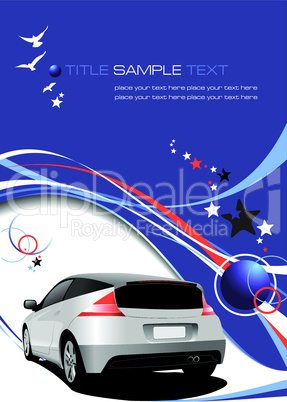 Blue business background with car image. Vector illustration