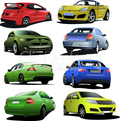 Six cars on the road. Vector illustration