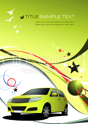 Yellow business background with car image. Vector illustration