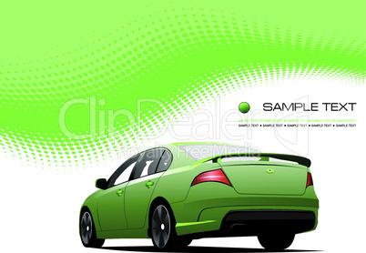 Car sedan on the green background