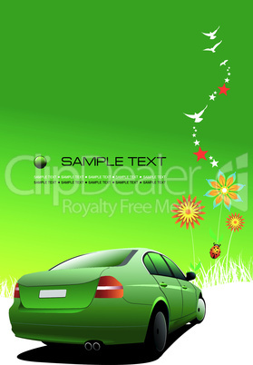 Green summer  background with car image