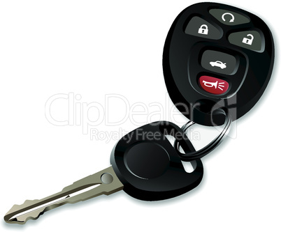 Car key with remote control isolated over white background