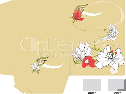 Template for folder with spring flowers