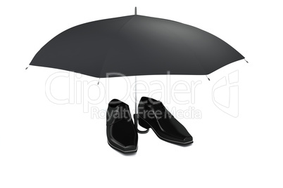 Men's shoes and umbrella