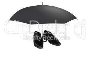 Men's shoes and umbrella