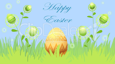 easter card with flowers and eggs