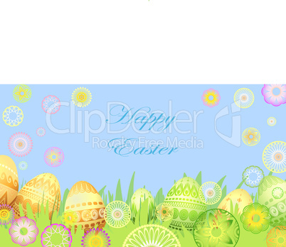 easter card with flowers and eggs