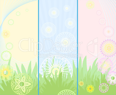 Three different beautiful spring floral banners