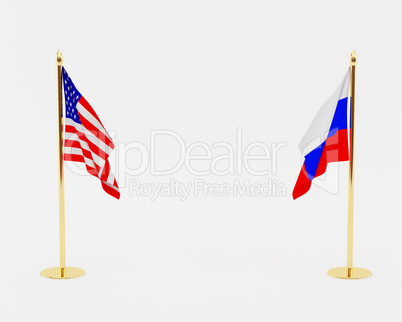 American and Russian flags