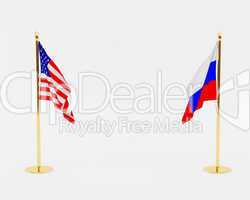 American and Russian flags