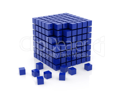 Cube of dark blue colour a set one