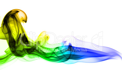 Bright colorful fume abstract shapes over white