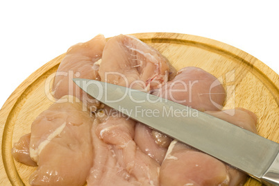 Close-up of Chicken fillet and knife