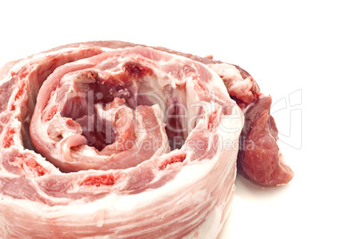 Rolled pork ribs and meat isolated
