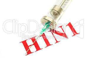 Swine FLU H1N1 disease - syringe and red alert