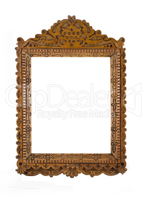 Wooden carved Frame for picture or portrait isolated over white