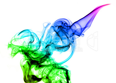 Beautiful colored Abstract smoke over white