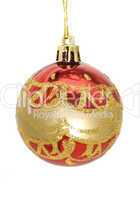Christmas greetings - red and gold decoration bauble