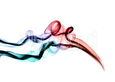Colored abstract fume shapes over white