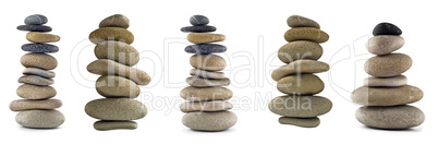 Collection of Balanced stone stacks or towers